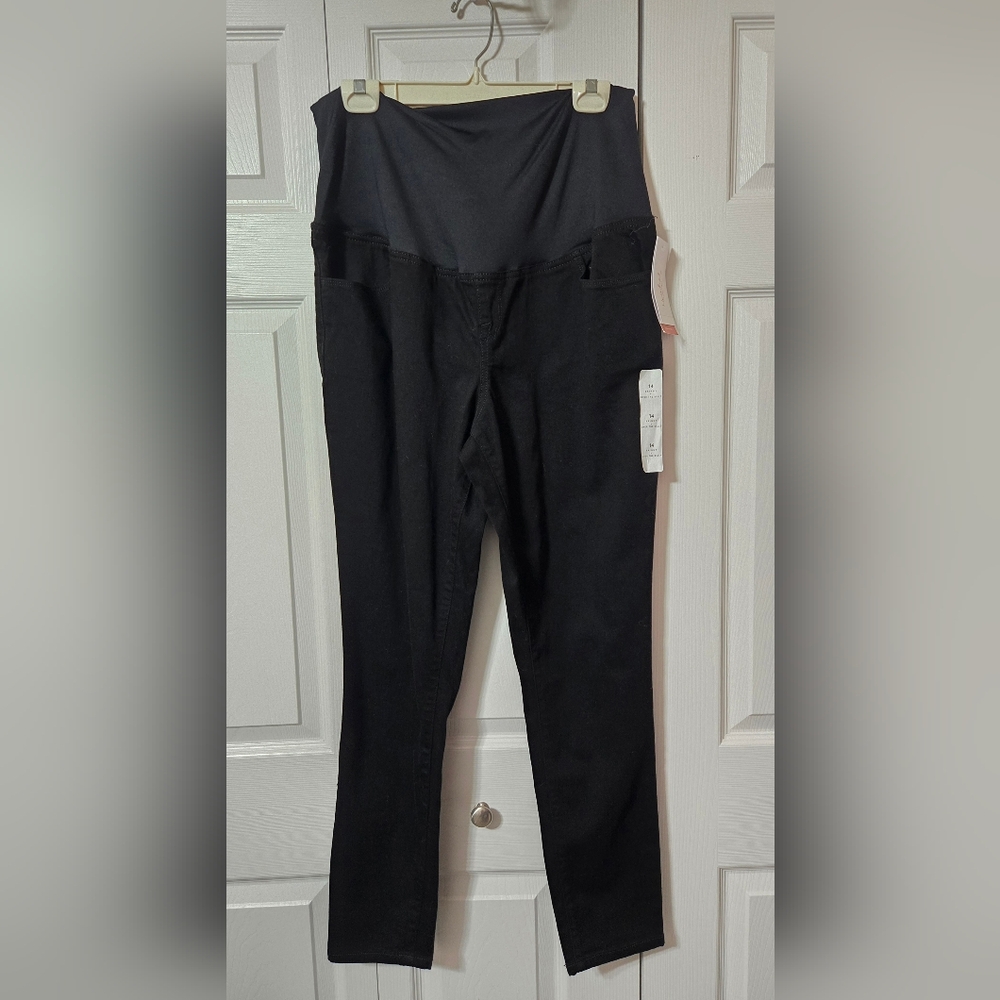 Black Over the Belly Denim Maternity Jeans, Size 14, Skinny, New with Tags